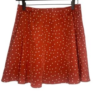 Lovers + Friends Rust Color White Star Novelty Print Causal Feminine Mini Skirt